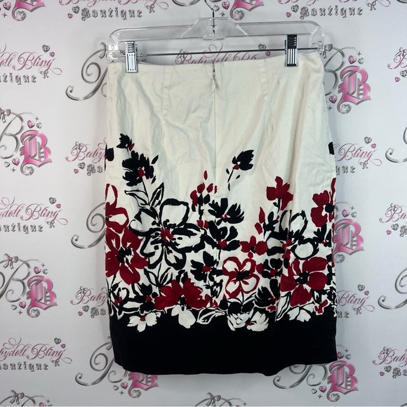 Ricki's skirt flowers floral black red white Cream and Black Floral Pencil Skirt - Picture 2 of 10